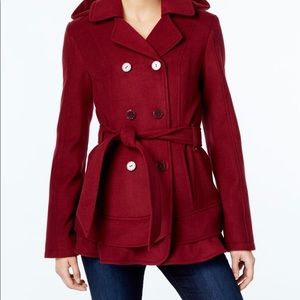 Celebrity Pink Double-Breasted Faux-Wool Peacoat